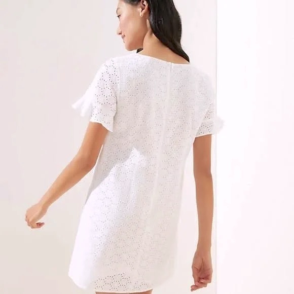 Loft Eyelet Flutter Cuff Shift Dress wedding party size 6 - Picture 2 of 14